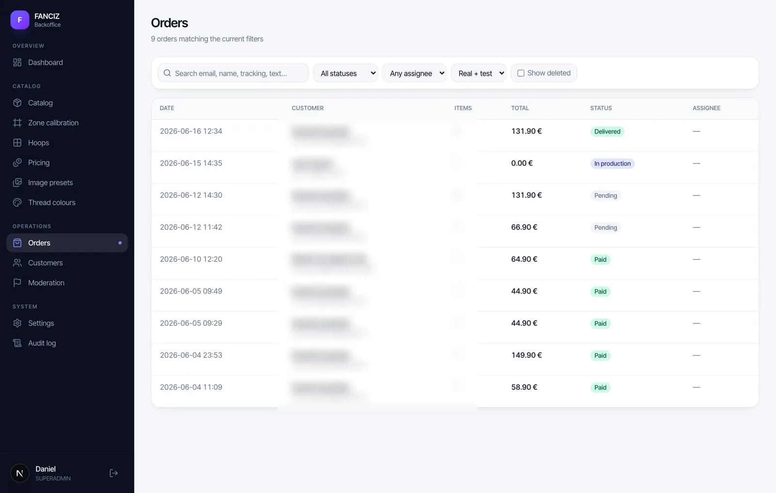 La chaîne de commandes du back-office, du paiement au colis
